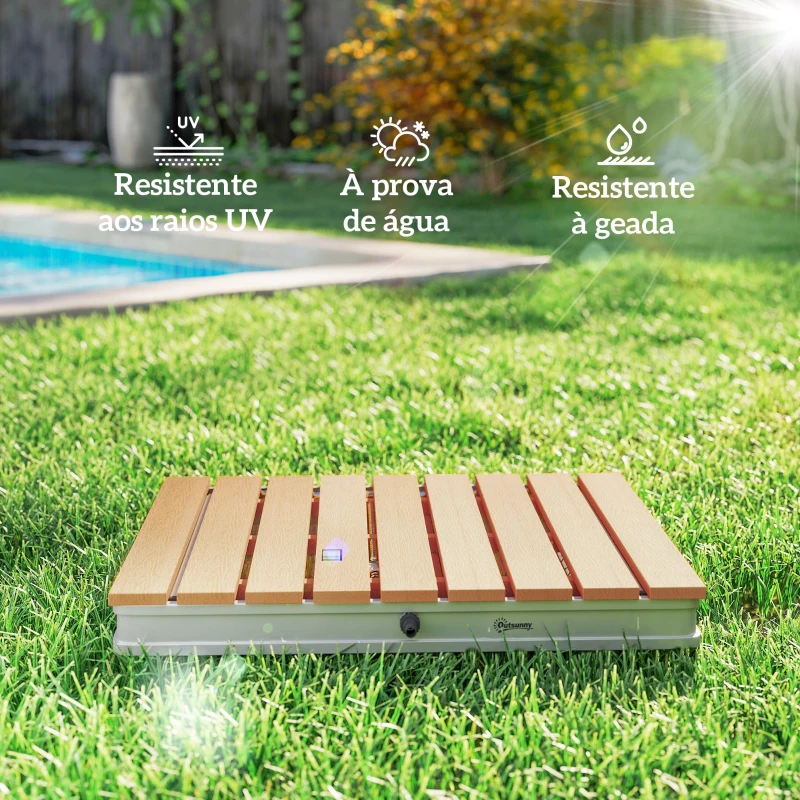 Outsunny Kit de Duche de Jardim Portátil Duche Exterior de Chão Altura Ajustável até 4 m para Campismo Piscina Praia 70,5x55x7,5 cm Madeira