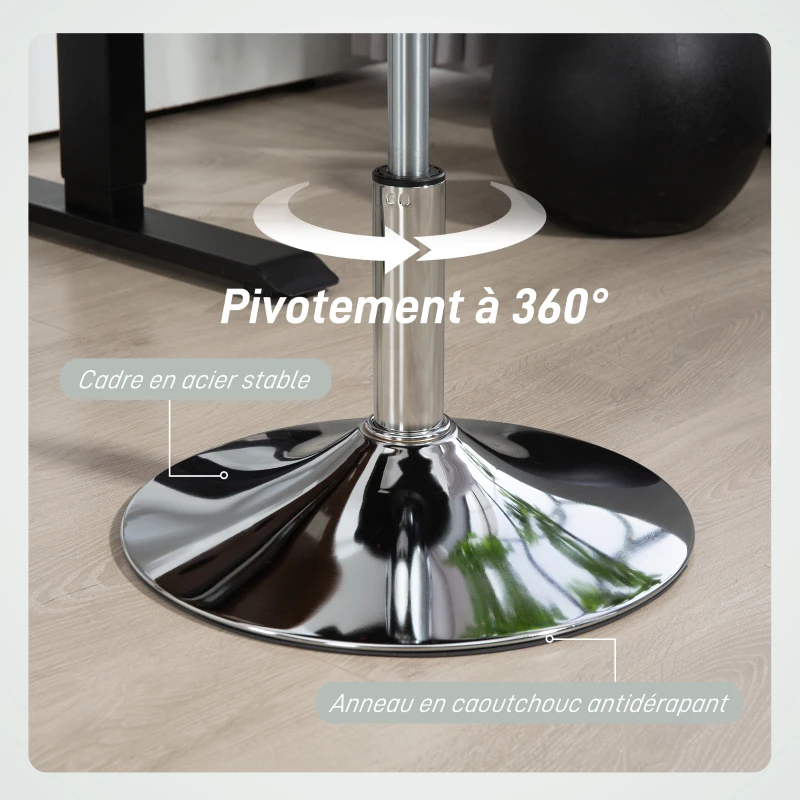 HOMCOM Chaise de bureau sans roulettes et accoudoirs, pivotant avec base en acier, hauteur réglable, en cuir synthétique, vert