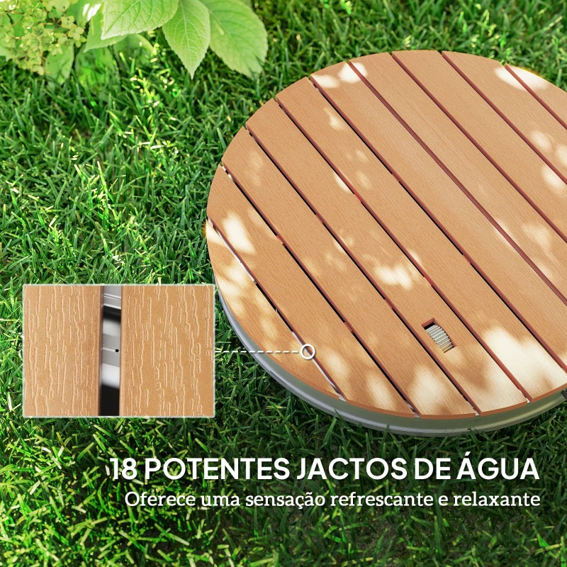 Outsunny Kit de Duche de Jardim Portátil Duche Exterior de Chão Altura Ajustável até 4 m para Campismo Piscina Praia Ø70,5x7,5 cm Madeira