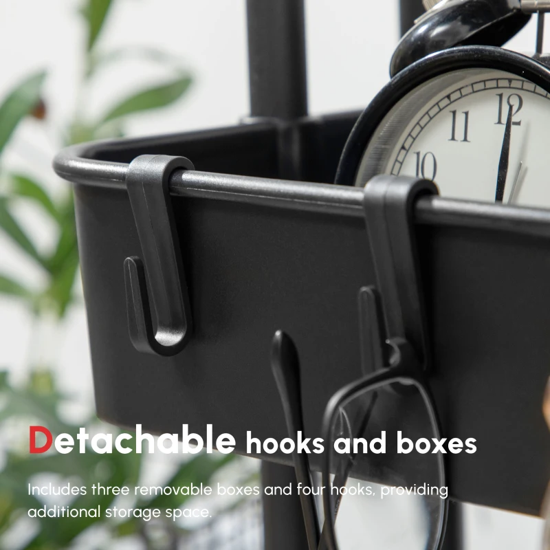 HOMCOM Three-Tier Home Trolley, with Handle and Wheels - Black