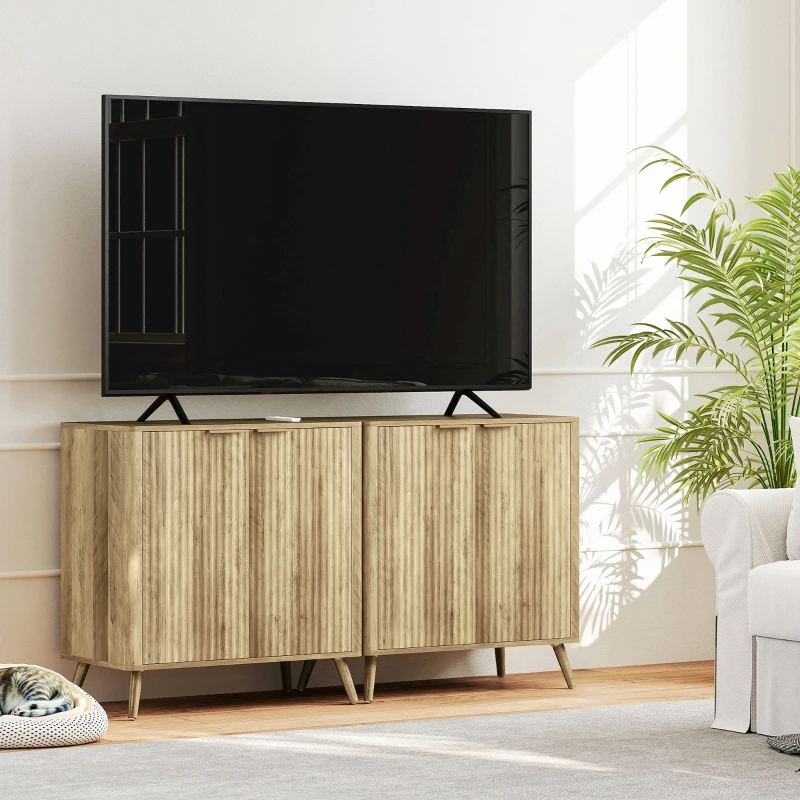 HOMCOM Buffet salon meuble de rangement avec placard à 2 portes et étagère réglable, 77 x 40 x 81 cm, aspect bois