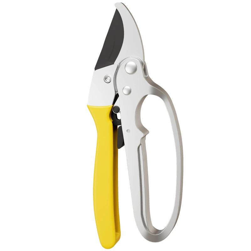 Outsunny 8" Garden Secateurs, Pruning Shears Heavy Duty with Sharp SK5 Blade, Bypass Pruners with Safety Lock and Non-Slip Handles, Lightweight & Ergonomic, Pruning Scissors for Precise Cutting