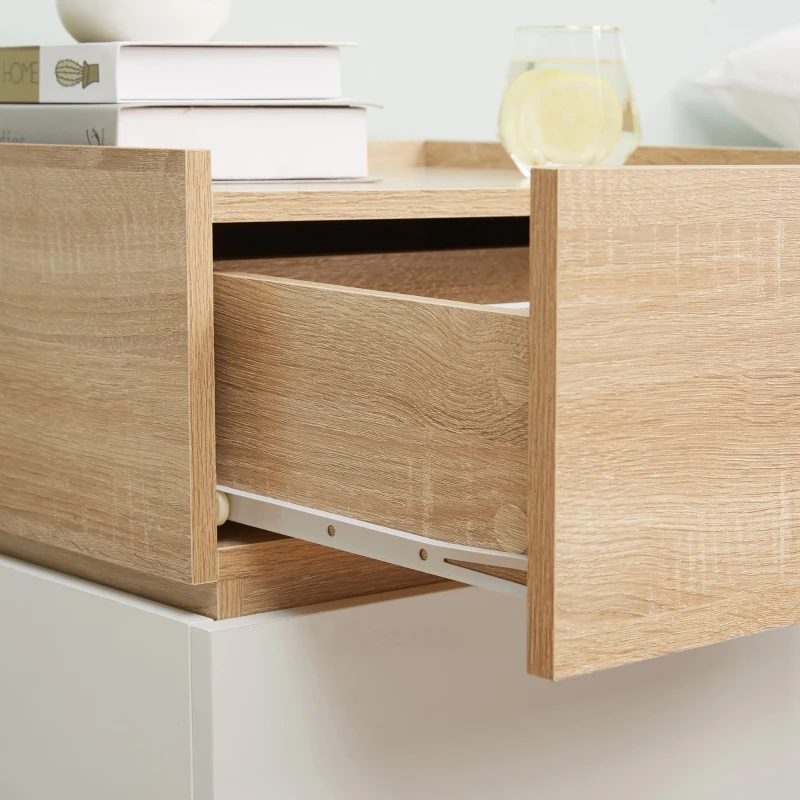 HOMCOM Nachttisch aus Holz mit 2 Schubladen, modernes und stapelbares Design, 50x40x47,5cm