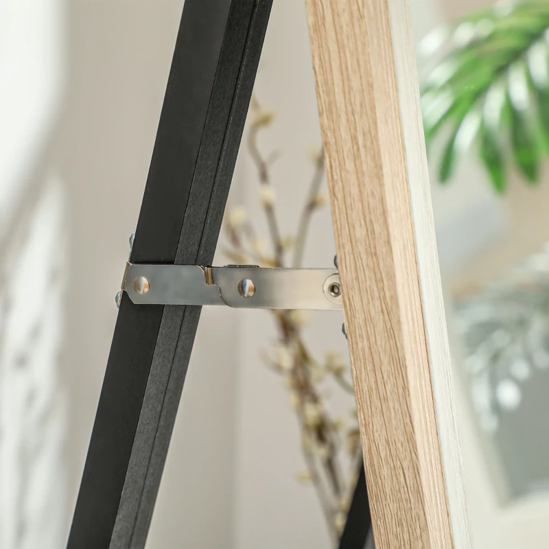 HOMCOM Moderner Ganzkörperspiegel für Wand und freistehend, 37x157 cm, Weiß und Holz