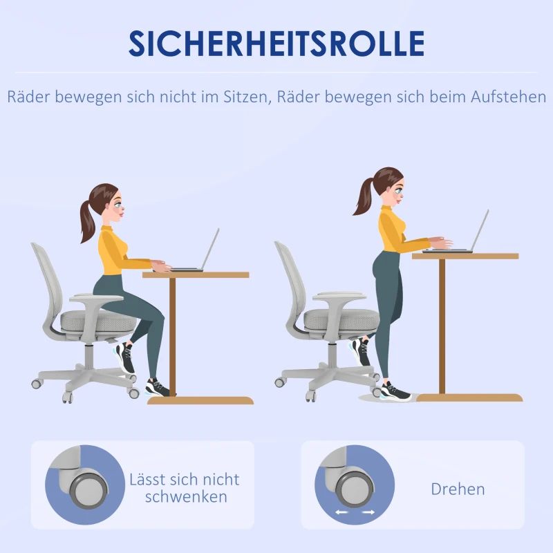Vinsetto Bürostuhl, Ergonomisch Schreibtischstuhl mit Drehfunktion, Höhenverstellbar 55 x 48 x 82,5-94,5 cm Grau(m-4)