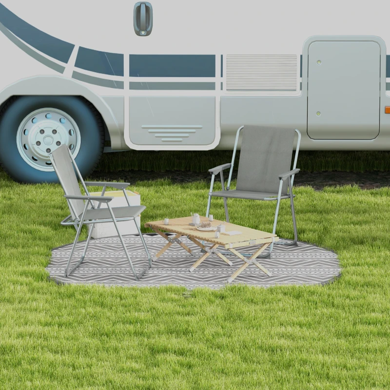 Outsunny Set 2 Klappbare Gartenstühle mit Armlehnen und Atmungsaktivem Stoff, Grau