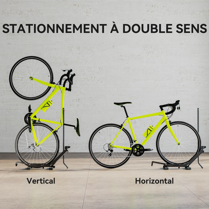 SPORTNOW Support de vélo réglable en hauteur, support de sol autoportant pliable pour vélo de 20 à 29 pouces, noir