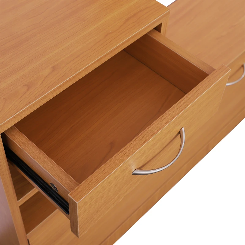 HOMCOM Set Moderner Eingangsmöbel mit Schuhregal und Spiegel, Garderobenständer mit 6 Haken, 2 Verstellbaren Regalen und Schubladen aus Holz für Flur, 90x24x177 cm, Nussbaum
