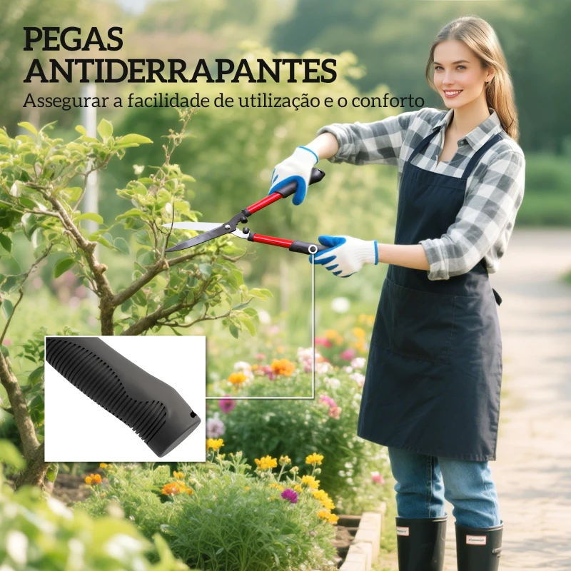 Outsunny Conjunto de Ferramentas para Jardim de 3 Peças Ferramentas de Jardinagem com Tesouras Cortadores de Ramos Tesouras de Podar Vermelho