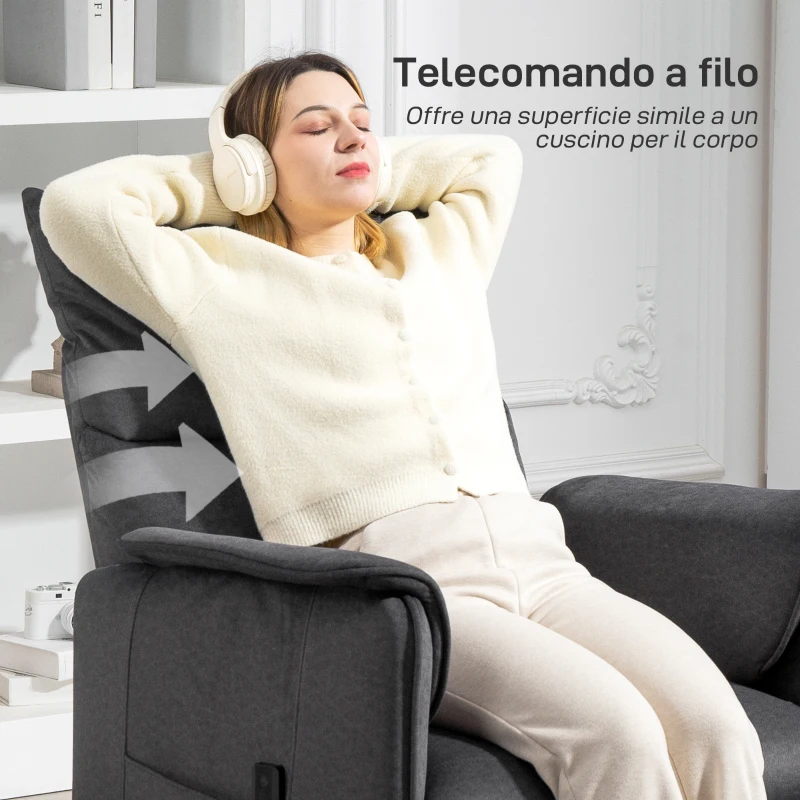 HOMCOM Elektrischer Relaxsessel mit Fernbedienung und Fußstütze, aus Samtstoff, 80x83x104 cm, Schwarz