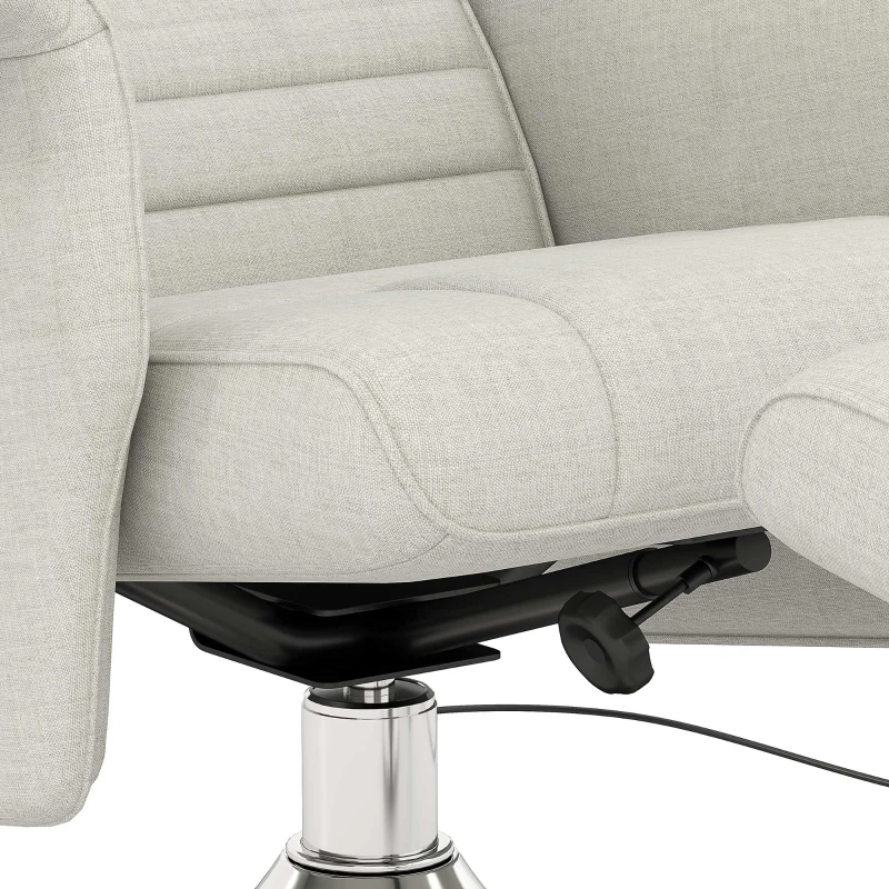 HOMCOM Fauteuil relax massant avec pouf, fauteuil TV avec dossier inclinable siège pivotant à 360° 78 x 95 x 88 cm crème