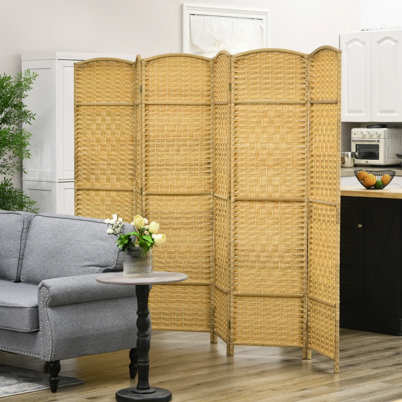 HOMCOM Biombo Dobrável de 6 Painéis Divisor de Ambientes 270x180 cm Ecrã de Privacidade de Polipropileno Madeira