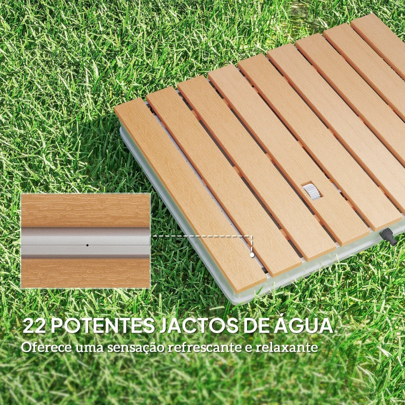 Outsunny Kit de Duche de Jardim Portátil Duche Exterior de Chão Altura Ajustável até 4 m para Campismo Piscina Praia 70,5x55x7,5 cm Madeira