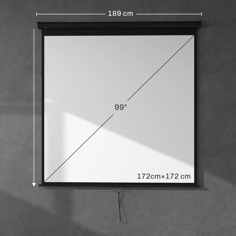 HOMCOM Écran de projection TV et Home Cinema de 99 Pouces vidéo projecteur 1:1 4K HD, 178L x 178H cm
