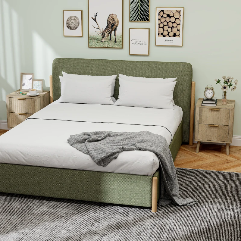 HOMCOM Lot de 2 tables de chevet avec 2 tiroirs cannelés pour chambre à coucher, salon, 40 x 40 x 53 cm, chêne