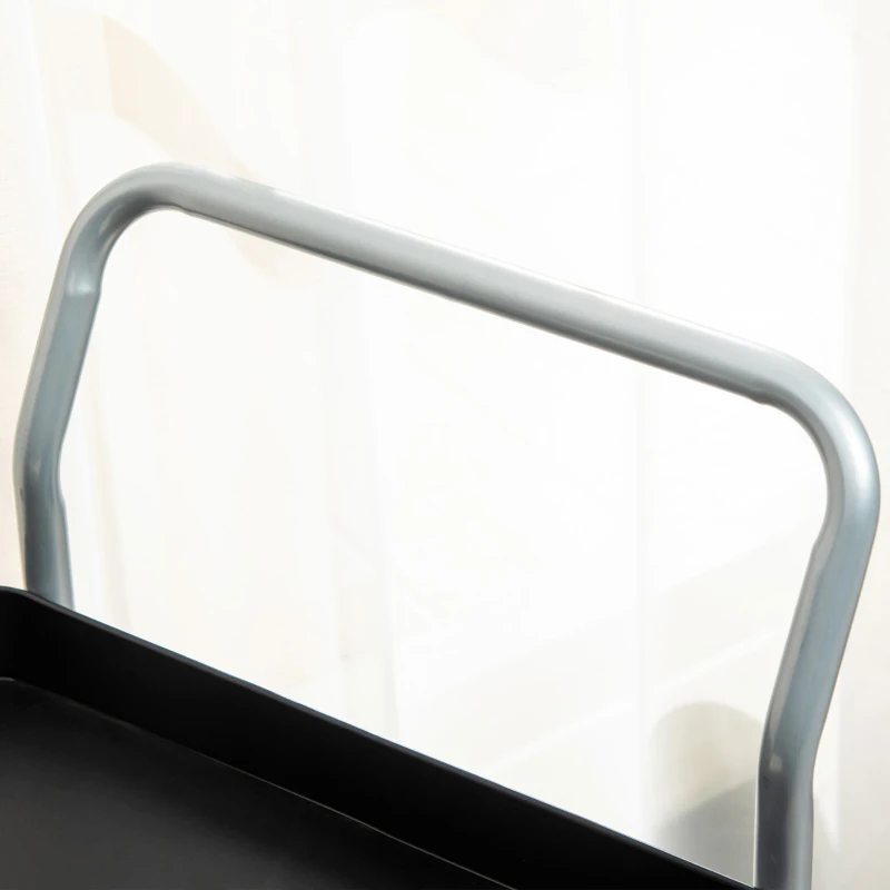 HOMCOM Servierwagen mit 2 Etagen, mit Griffen und Schwenkrädern, Metallwagen für Küche Wohnzimmer, 63x40,4x83,5cm, Schwarz