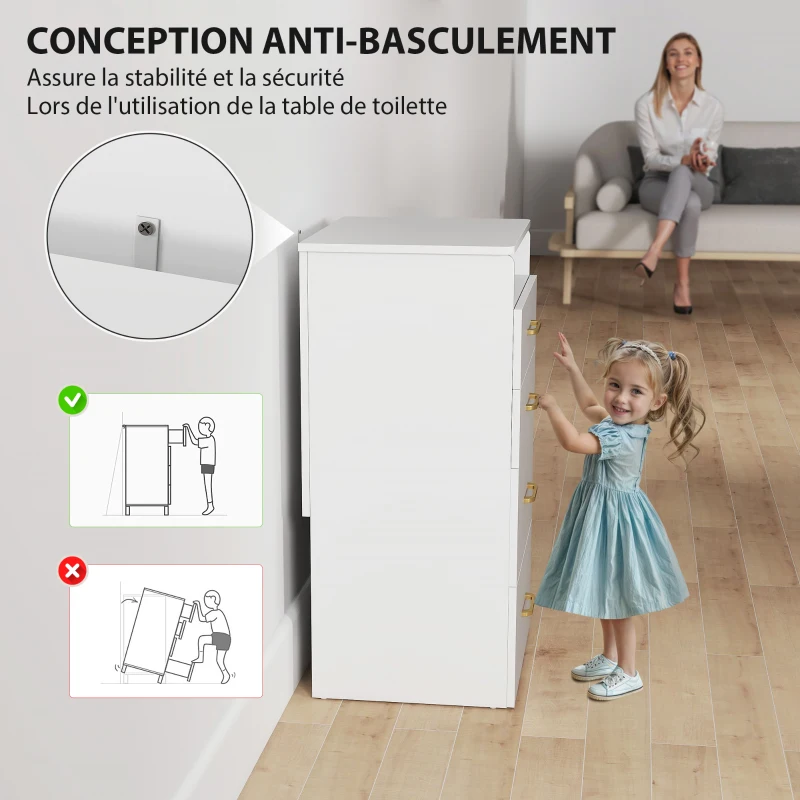 HOMCOM Coiffeuse avec miroir et tabouret 3 en 1, 3 tiroirs et plateau en verre visible, coussin rembourré, 48 x 40 x 90 cm, blanc