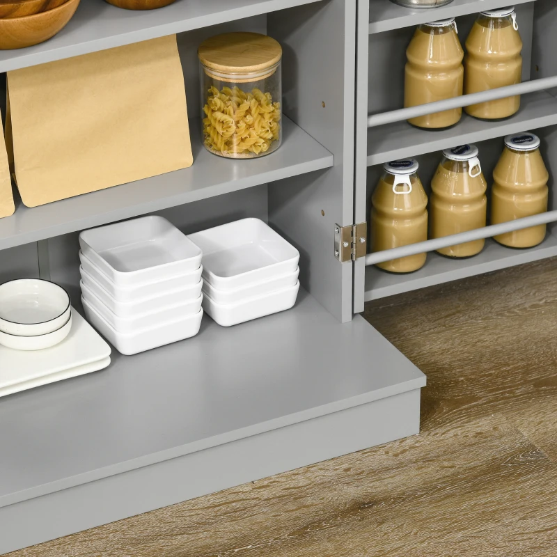 HOMCOM Küchenmöbel Küchenschrank Speisekammer 2 Türen mit 5 Regalen und 12 Gewürzregalen - 60 x 30 x 104 cm - grau