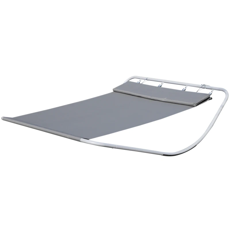 HOMCOM Sonnenliege für 2 Personen mit Schaukelfunktion und inkl. Kopfstütze für Garten, Pool, Terrasse, Abmessungen 2,12 x 1,75 x 0,6 m Grau