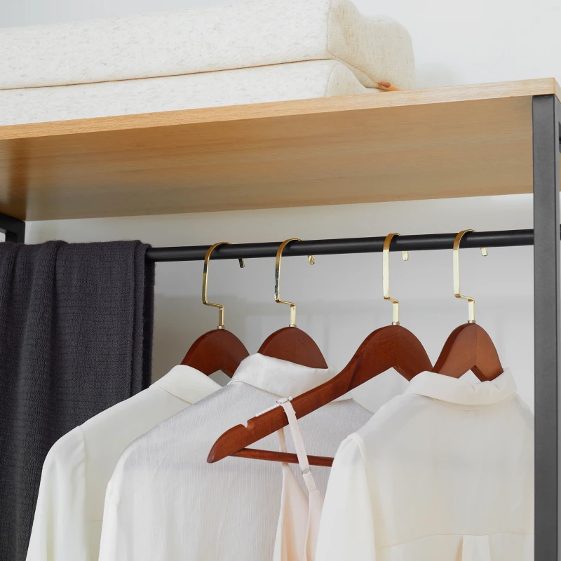 HOMCOM Kleiderständer aus Stahl und Holz im industriellen Stil mit Schuhschrank und Regalen, 80x40x180cm