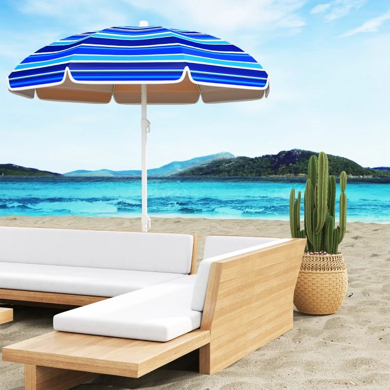 Outsunny Strandsonnenschirm Ø 1,8 m großer neigbarer faltbarer Sonnenschirm UV-Schutz UPF50+ leicht inklusive Tragetasche multicolor