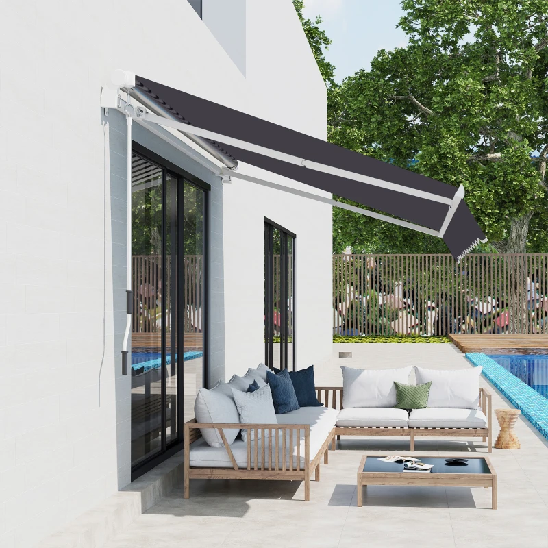 Outsunny Ersatzgewebe für Ausziehbaren Sonnenschirm aus Polyester UV-beständig 3,6x3 m, Grau