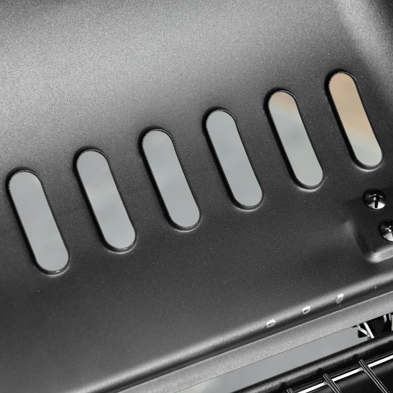 Outsunny Gasgrill mit Deckel, 5,6 kW Brenner, BBQ und Rädern, 104x49x99cm