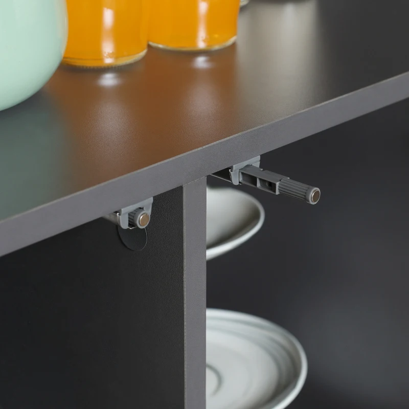 HOMCOM Klappbarer Platzspartisch für maximal 4 Personen mit 4 Rollen, Versteckter Regaleinheit und Schrank mit Türen, 70x83x75 cm