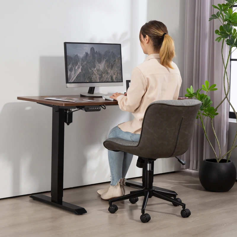 HOMCOM Chaise de bureau pivotante sans accoudoirs, hauteur et inclinaison réglables, capacité 120 kg, gris foncé
