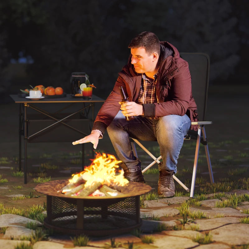 Outsunny Campingstuhl Angeln Klappstuhl, hohe Rückenlehne, abnehmbares Kissen und Transporttasche, 59x67x96cm, schwarz