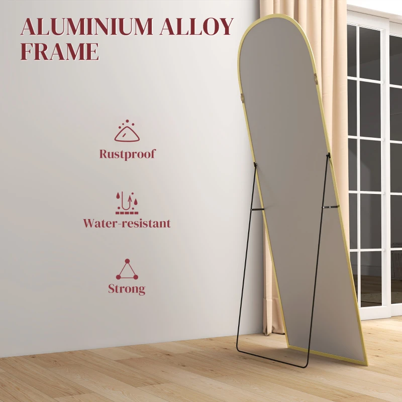 HOMCOM 165cm Aluminium Frame Standing Mirror - Gold
