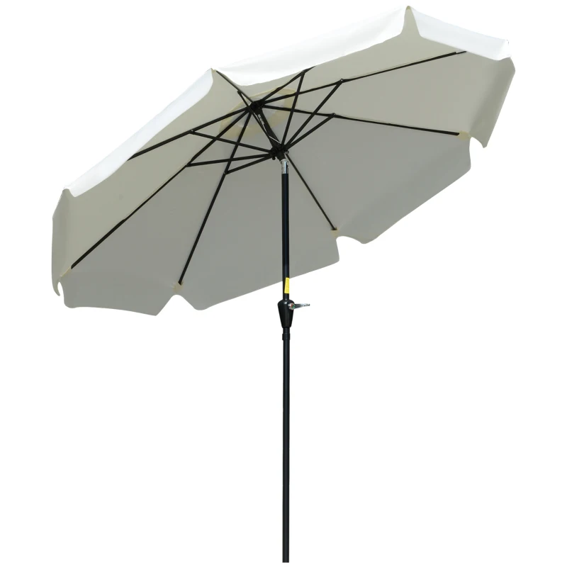 Outsunny Neigbarer runder Sonnenschirm mit Kurbel, aus Aluminium, Metall und Polyester, Ø266x248,5 cm, Cremeweiß