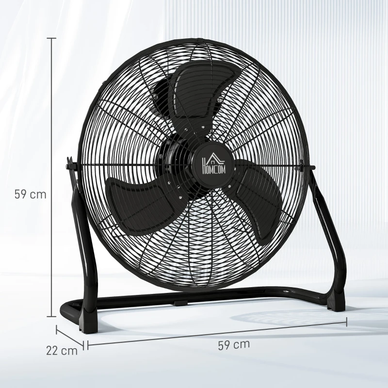 HOMCOM Tragbarer elektrischer Tischventilator mit 3 Geschwindigkeiten und einstellbarer Neigung von 120° leistungsstarker Luftstrom Schwarz