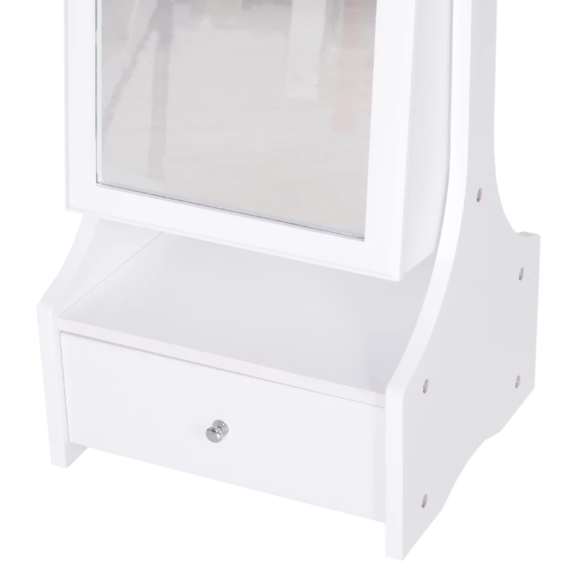 HOMCOM LED Schmuckschrank mit Spiegel und Schubladensockel Schmuck- und Accessoire-Organizer 45x36x150 cm
