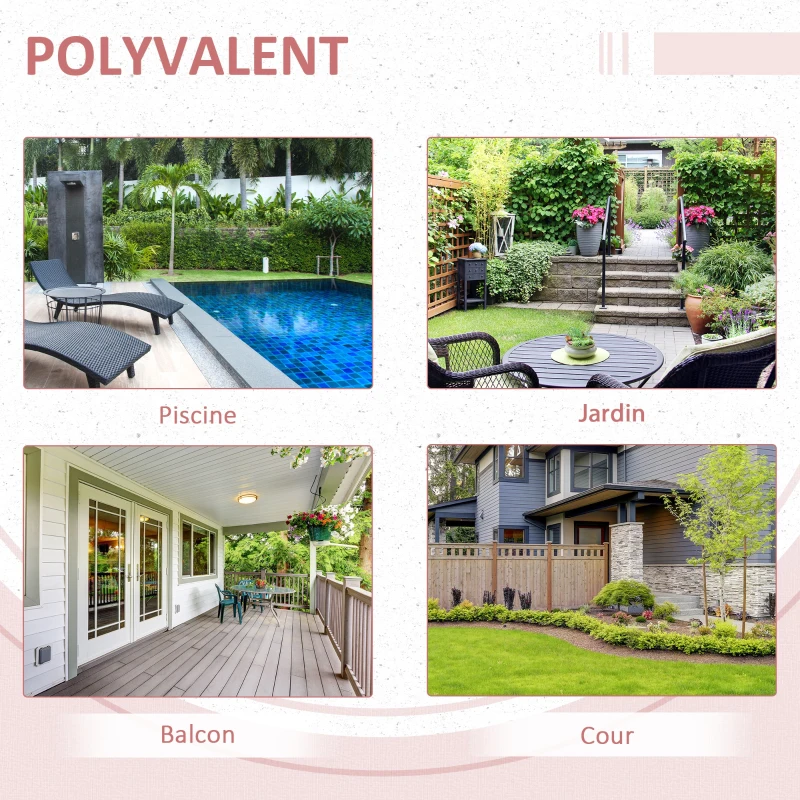 Outsunny Table basse pliable de jardin style cosy chic dim. 40L x 40l x 40H cm acier résine tressée noir