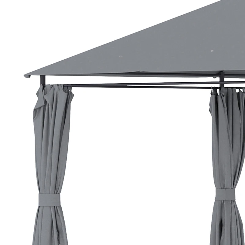 Outsunny Gartenpavillon Pavillon im Kolonialstil mit Doppeldach und abnehmbaren Seitenplanen 4 x 3 x 2,72 m Grau