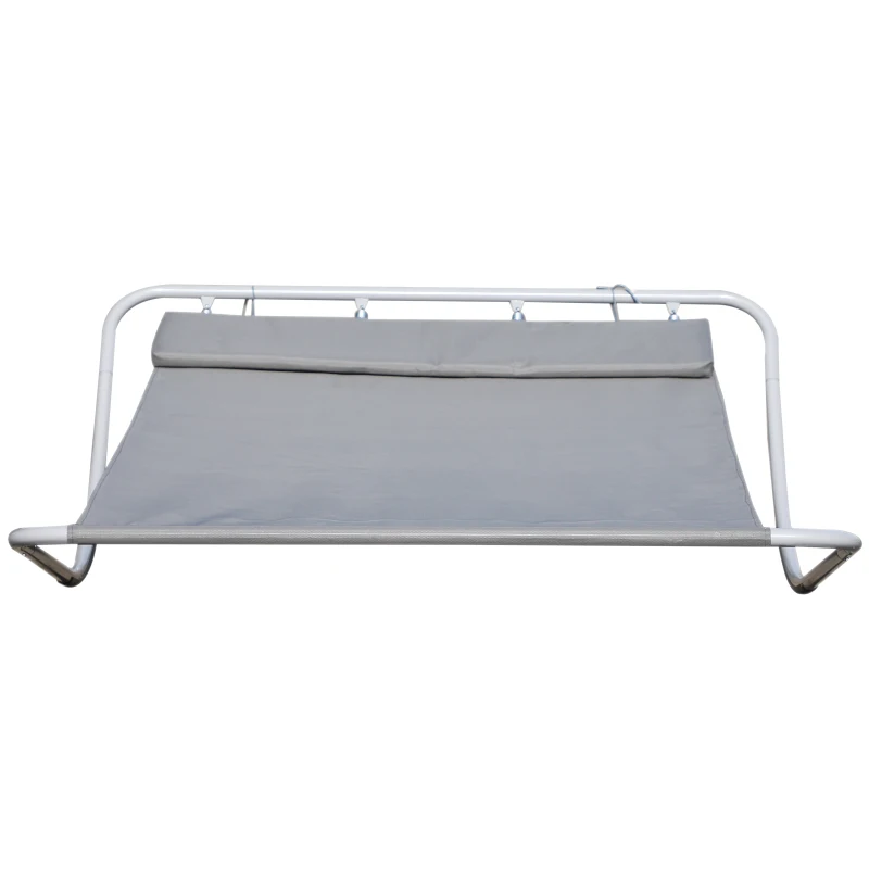 HOMCOM Sonnenliege für 2 Personen mit Schaukelfunktion und inkl. Kopfstütze für Garten, Pool, Terrasse, Abmessungen 2,12 x 1,75 x 0,6 m Grau