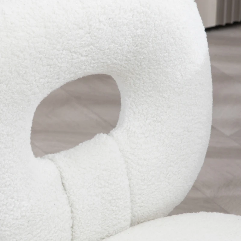 HOMCOM Bürostuhl Schreibtischstuhl, höhenverstellbar, Teddyfell, 50 cm x 56 cm x 90 cm, Weiß