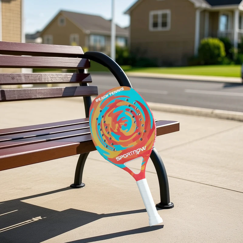 Strand-Tennis-Schläger SPORTNOW aus Carbonfaser mit Schlägertasche und rutschfestem Griff, gelb