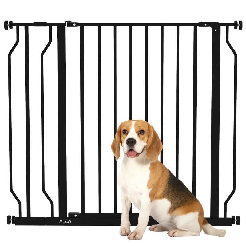 PawHut Hundegitter ausziehbar 75-95 cm aus Stahl und ABS, 75-95x76 cm, Schwarz