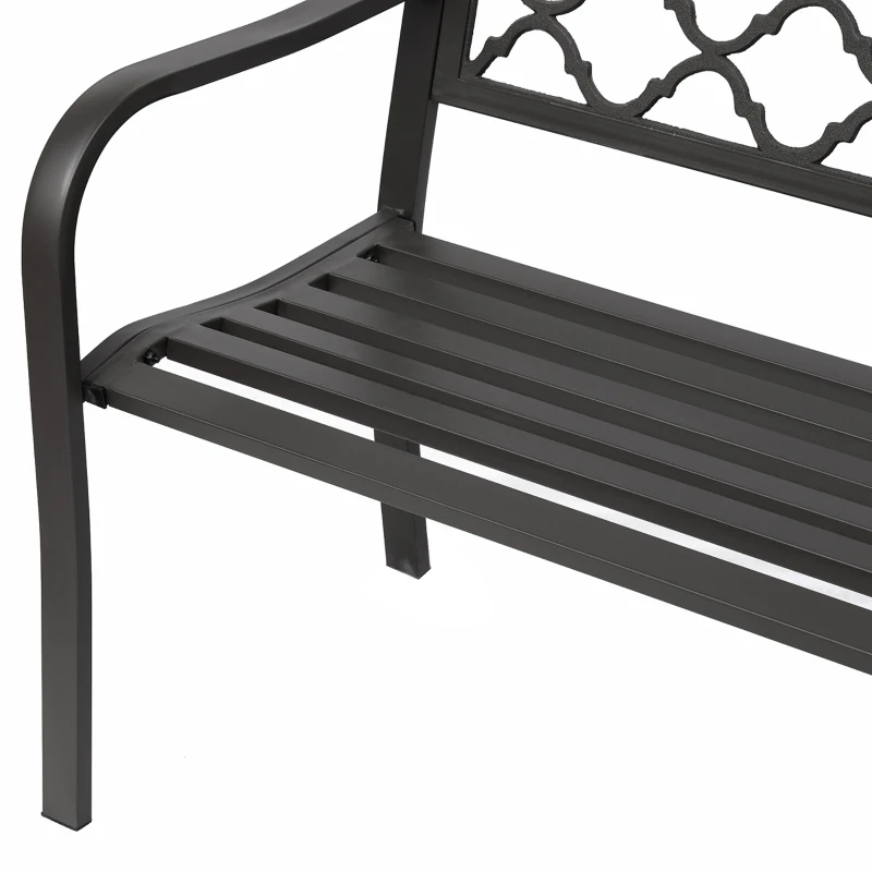 Outsunny 3-Sitzer Gartenbank im ländlich-chicen Stil für Garten oder Terrasse 128L x 60B x 89H cm Epoxid-Metall Gusseisen Braun