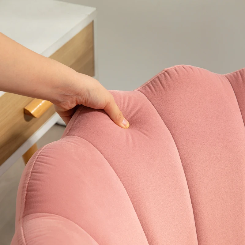 HOMCOM Bürostuhl mit schalenförmigem Rückenlehne ohne Armlehnen und höhenverstellbar, Samtbezug in Rosa
