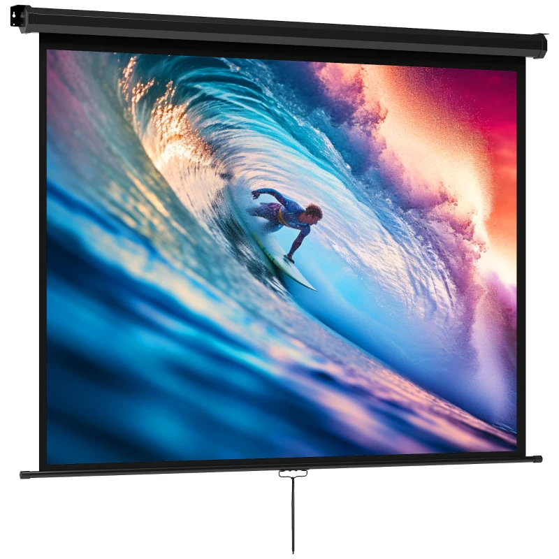 HOMCOM Écran de projection de 84 pouces, écran vidéoprojecteur, 4:3 4K HD, fixation mur ou plafond, 181l x 8P x 138H cm, noir