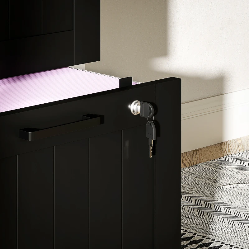 HOMCOM Aktenschrank mit 4 Schubladen mit verstellbarer Schienenführung und 2 Schlössern, aus Holz, 40x40x131 cm, Schwarz