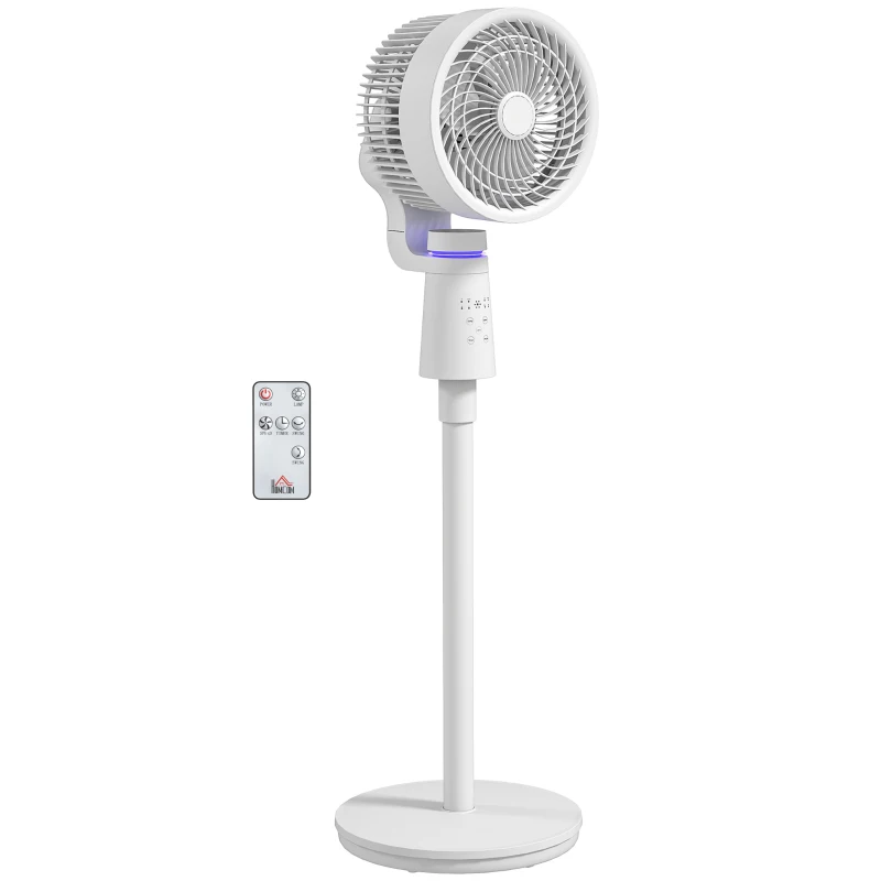 HOMCOM Verstellbarer Oszillations-Luftzirkulationsventilator 70°+90°, Fernbedienung, Timer 7Std, 3 Geschwindigkeiten, weiß