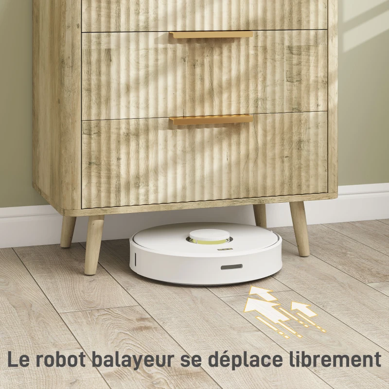 HOMCOM Commode 3 tiroirs avec poignées et pieds de pin, bois effet cannelé, pour chambre à coucher, salon, couloir, chêne