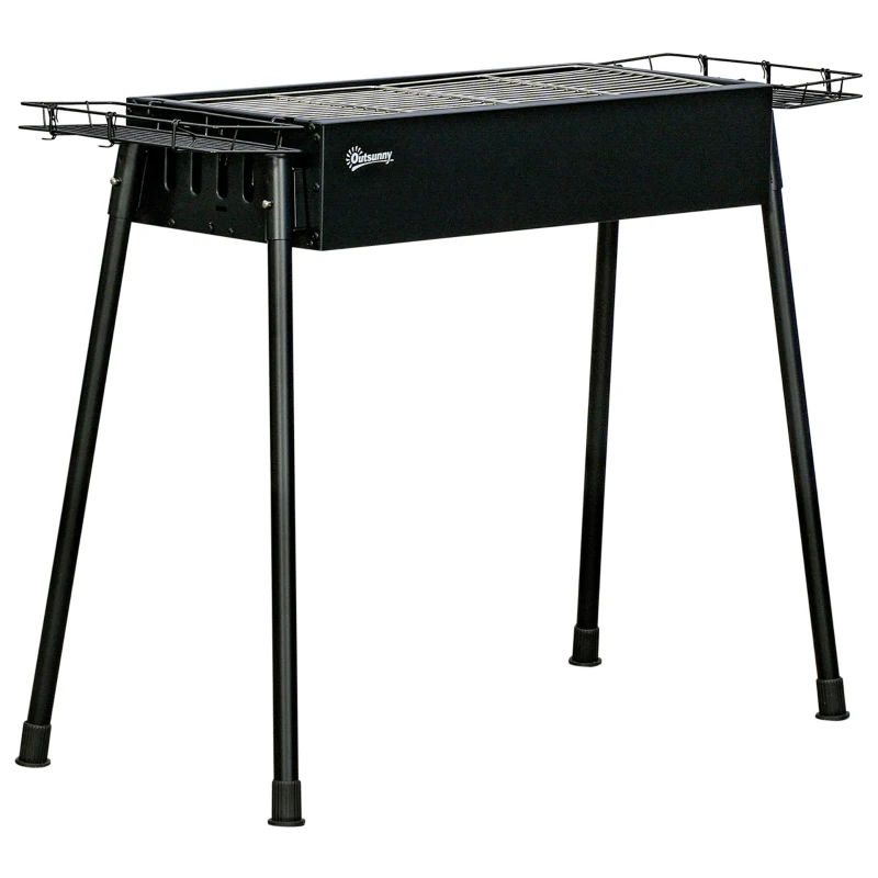 Outsunny Grill mit 2 Grills und seitlichen Körben, 94x39x70 cm, Schwarz