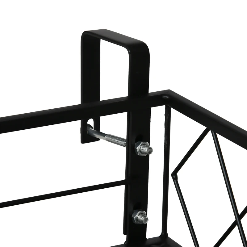 Outsunny Balkon-Blumenkasten Blumentopfhalter mit Geländerhaken aus Metall, 100x31x12cm, Schwarz