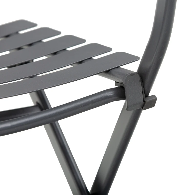 Outsunny Bistro-Gartenmöbel-Set mit klappbarem Tisch 60L x 60B x 71H cm und 2 Stühlen - Grauer pulverbeschichteter Stahl