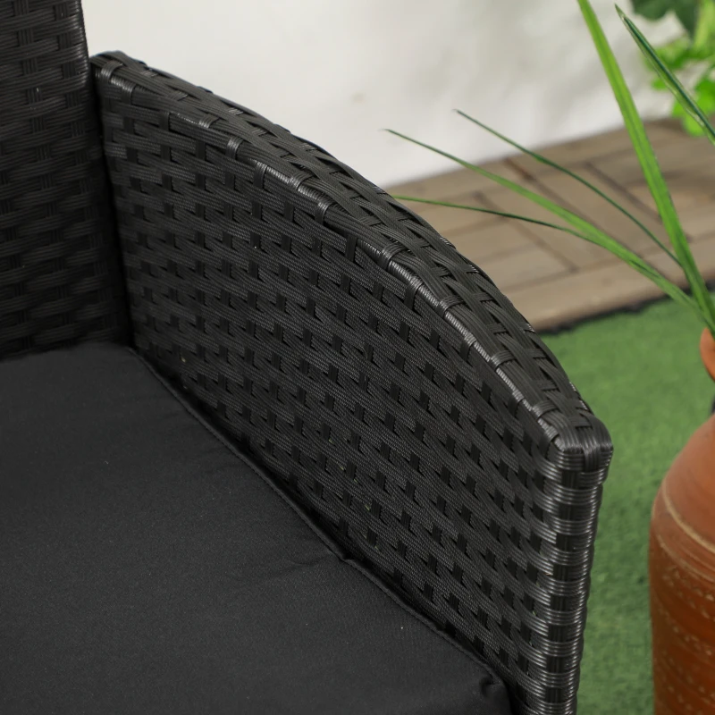 Outsunny Gartensofa 2-Sitzer mit Kaffeetisch, aus Stahl und Rattan PE, 137x59x82 cm, Schwarz